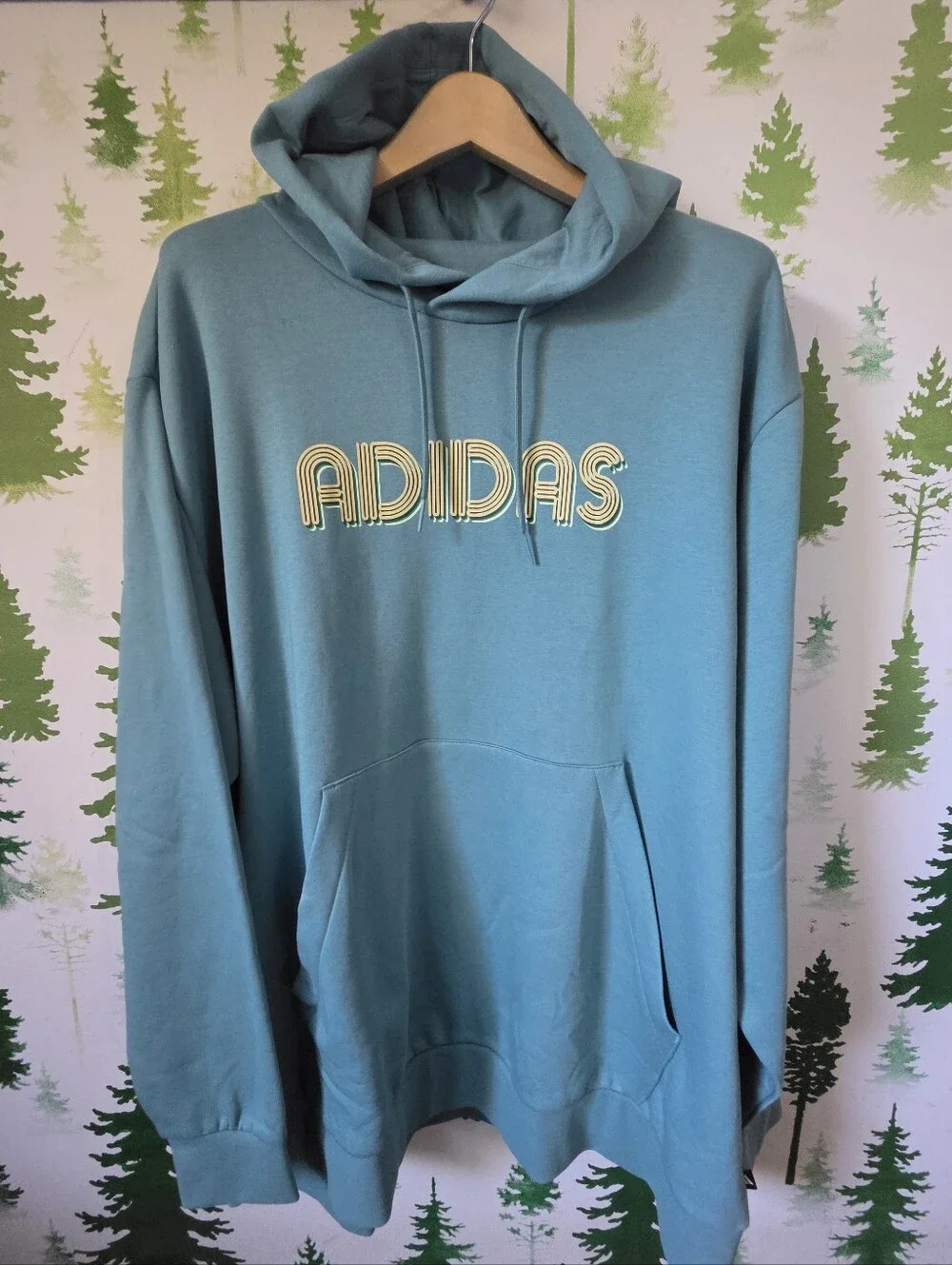 Adidas Teal Pullover Hoodie with Retro Logo